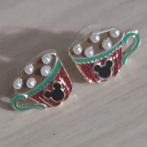 Baublebar Disney Mickey Mouse Hot Cocoa Mug Pearl Glitter Charm Stud Earrings